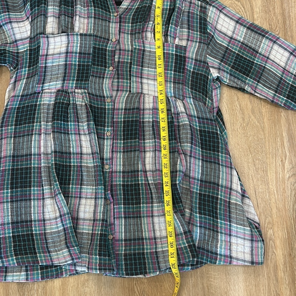 Free People Cabincore Womens The Voyage shirt dress in twilight combo size S - Picture 10 of 11